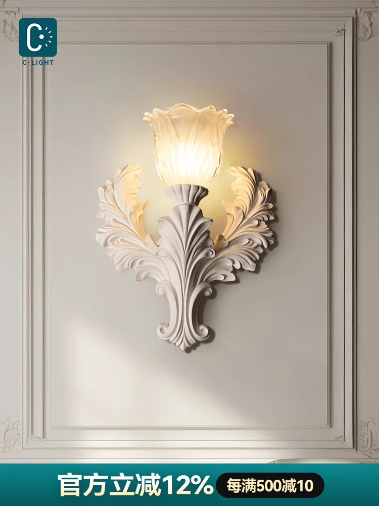 Home Improvement Background - Franse wandlamp antieke gipslamp achtergrondmuur gesneden