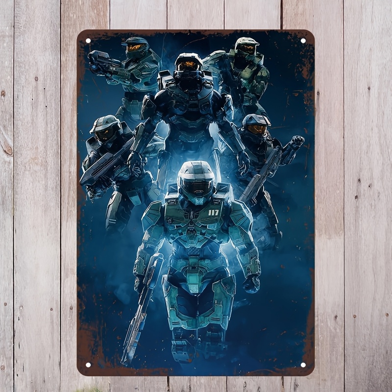 Home Improvement Game - Halo-geïnspireerd metalen wandkunstbord, levendig Master Chief