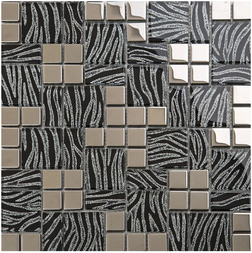 Home Improvement Background - Luxe zwart zilver glasmozaïektegels, voor keuken